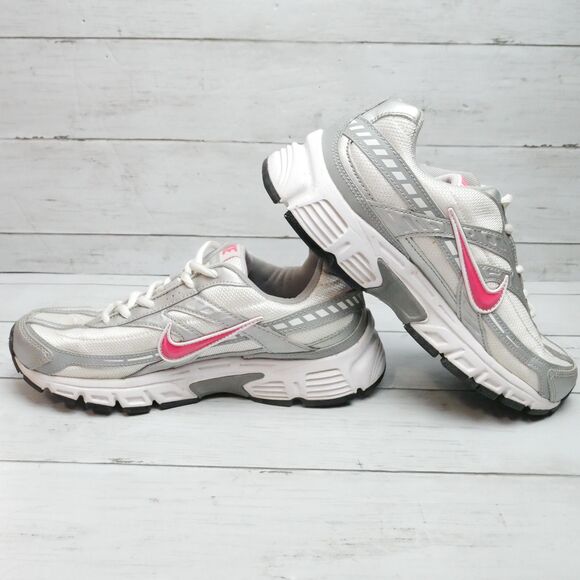 Nike Womens Size 6 Run Initiator White Silver Pink Running Sneakers - Picture 6 of 8